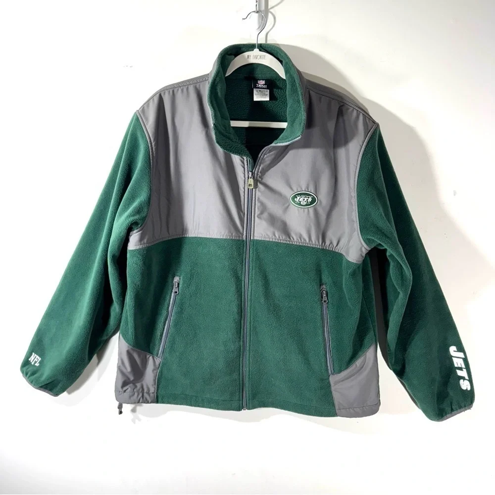 NFL Green and Gray New York Jets Full Zip Fleece Jacket - Picture 1 of 12